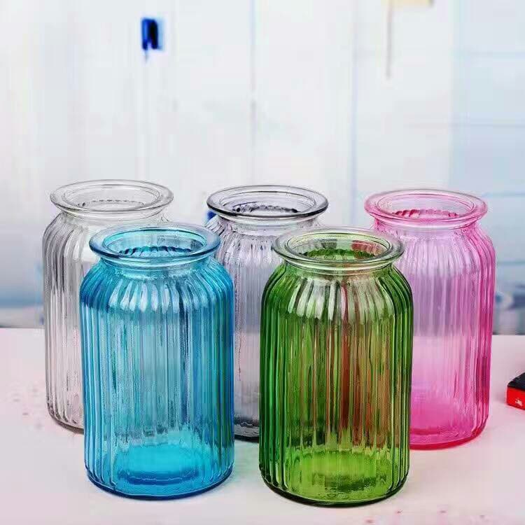 European creative explosion color transparent vertical glass vase